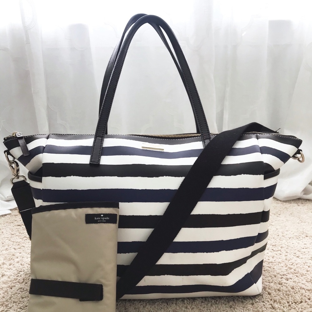 Kate Spade Blue and Black Stripe Diaper Bag